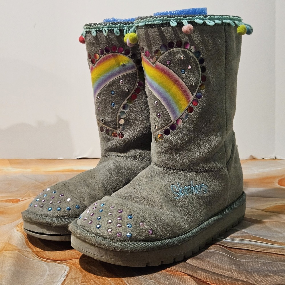 Skechers Twinkle Toes Girls Boots Size 1 Rainbow Light Up One Light Works